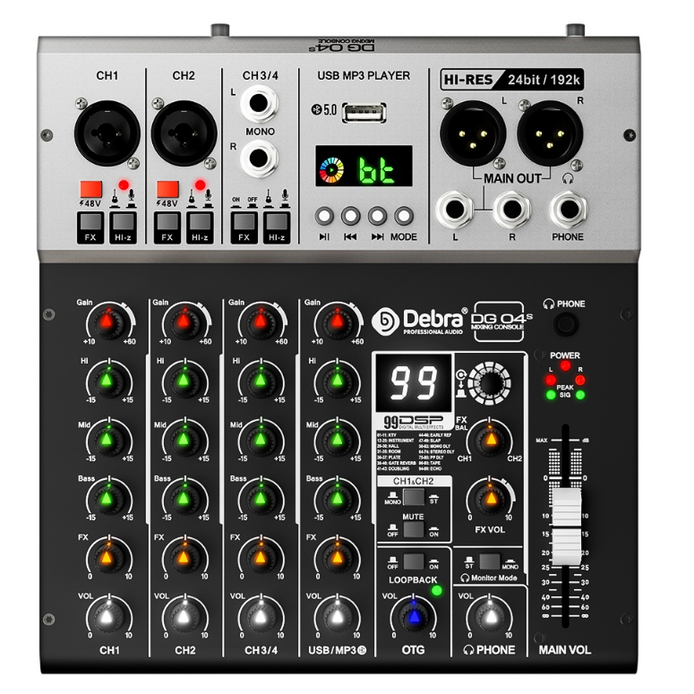 Consola de audio con tarjeta de sonido DG04s
